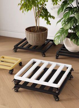 花盆托盘带轮移动万向轮底座称重滚轮托架铁艺长方形花托滑轮托架