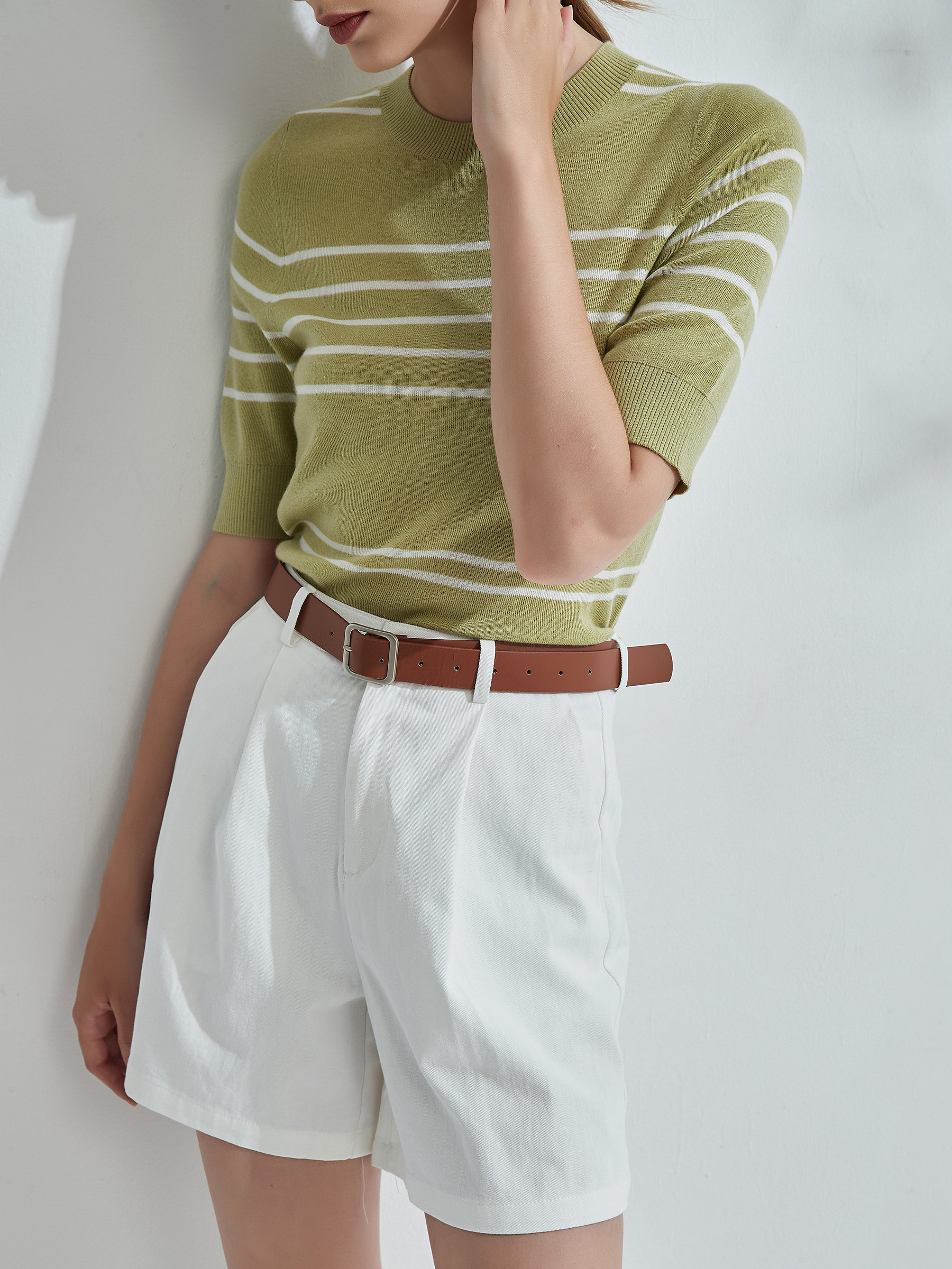 no end 甜酷文艺风纯棉短裤 夏季高腰休闲a字酷 百搭西装工装短裤