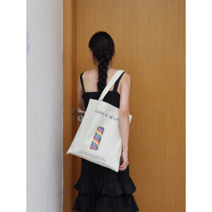 SunsetPark「许个愿」原创手绘蜡烛插画小众单肩百搭环保帆布包