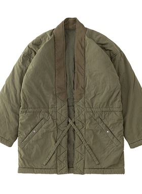 Visvim19ss新中长款道袍橄榄绿size2潮牌男装薄棉衣春秋