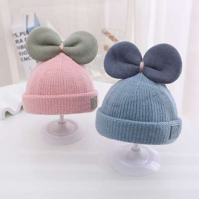 婴幼儿毛线公主秋冬天保暖针织帽