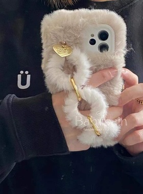 秋冬款清纯白色y73s毛绒vivo y35m女生网红IQOO13/12/11s保暖手IQOONEO10/9s pro+/8/7/6/5手机壳iqooz9x/z8x
