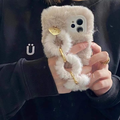 秋冬款清纯白色保暖手女款Y77e/vivoX200PRO/X100s/x90x80/y300Y200i手机壳vivo s30毛绒S20pro/S19/s18/s17e