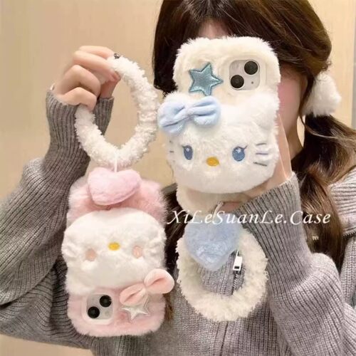 秋冬款毛绒立体公仔可爱适用y78m软壳vivo y37女IQOO15T/13/12/z11x/z10x/z9带手环IQOONEO11/10pro/9s手机壳