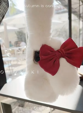 秋冬款白色兔子A1X可爱a2m女生OPPO A3PRO活力版a58x毛绒绒k11x/k12x/a57/OPPOReno12pro/11/10/9/8手机壳A97