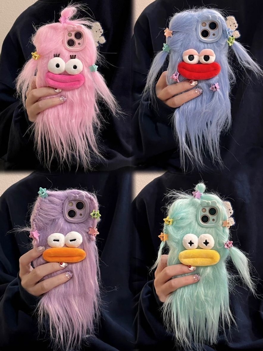 小红书可帮扎辫子好玩秋冬款毛绒绒s16/s15pro女款s17t手机壳vivoy78+/y35m/Y77/x80pro/x70x60/X50/vivox90s