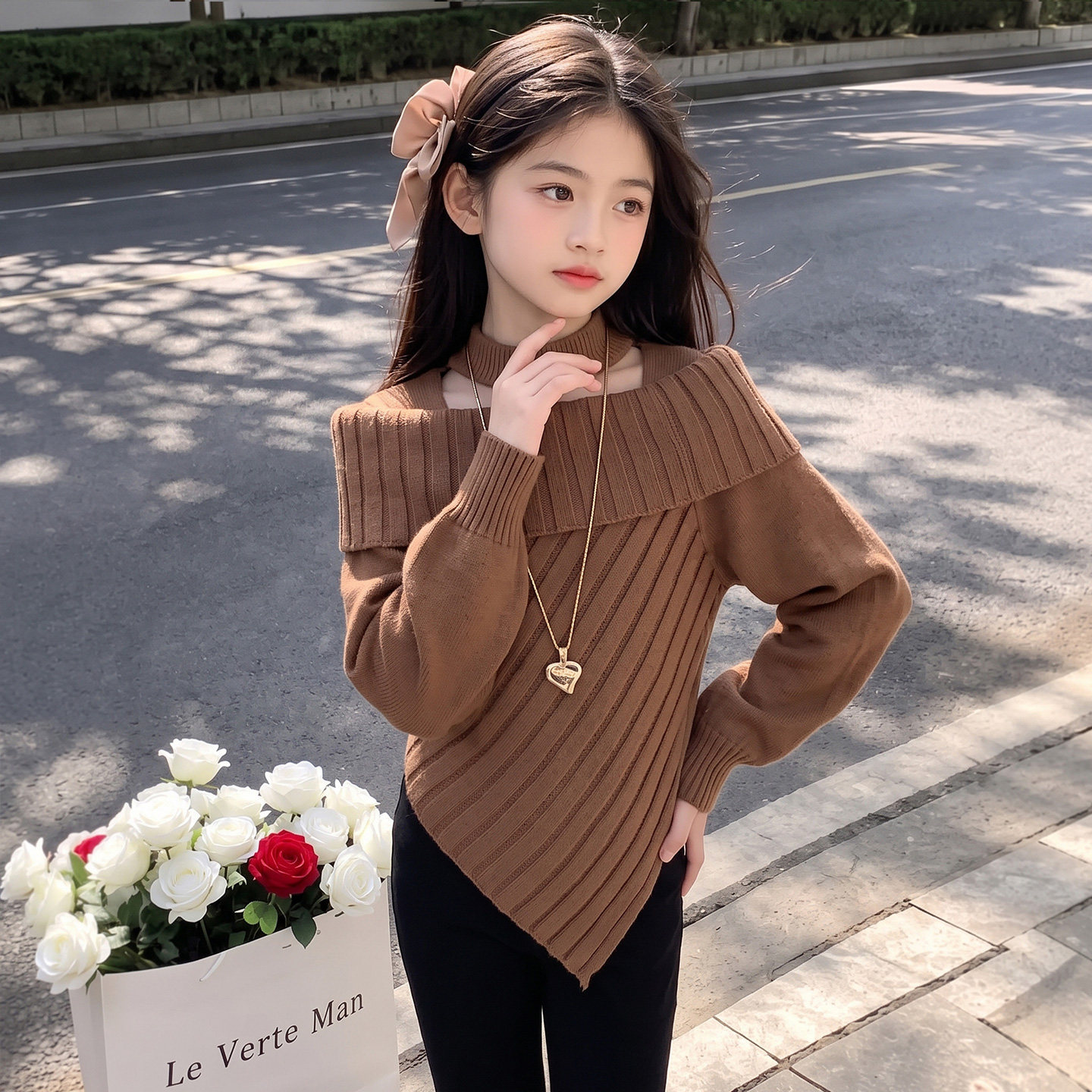 女童半身裙冬装2026新款儿童复古学院风格纹裙子大童秋冬加绒长裙
