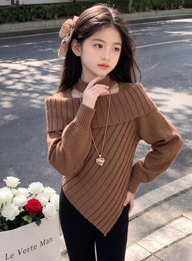 院风格纹裙子大童秋冬加绒长裙