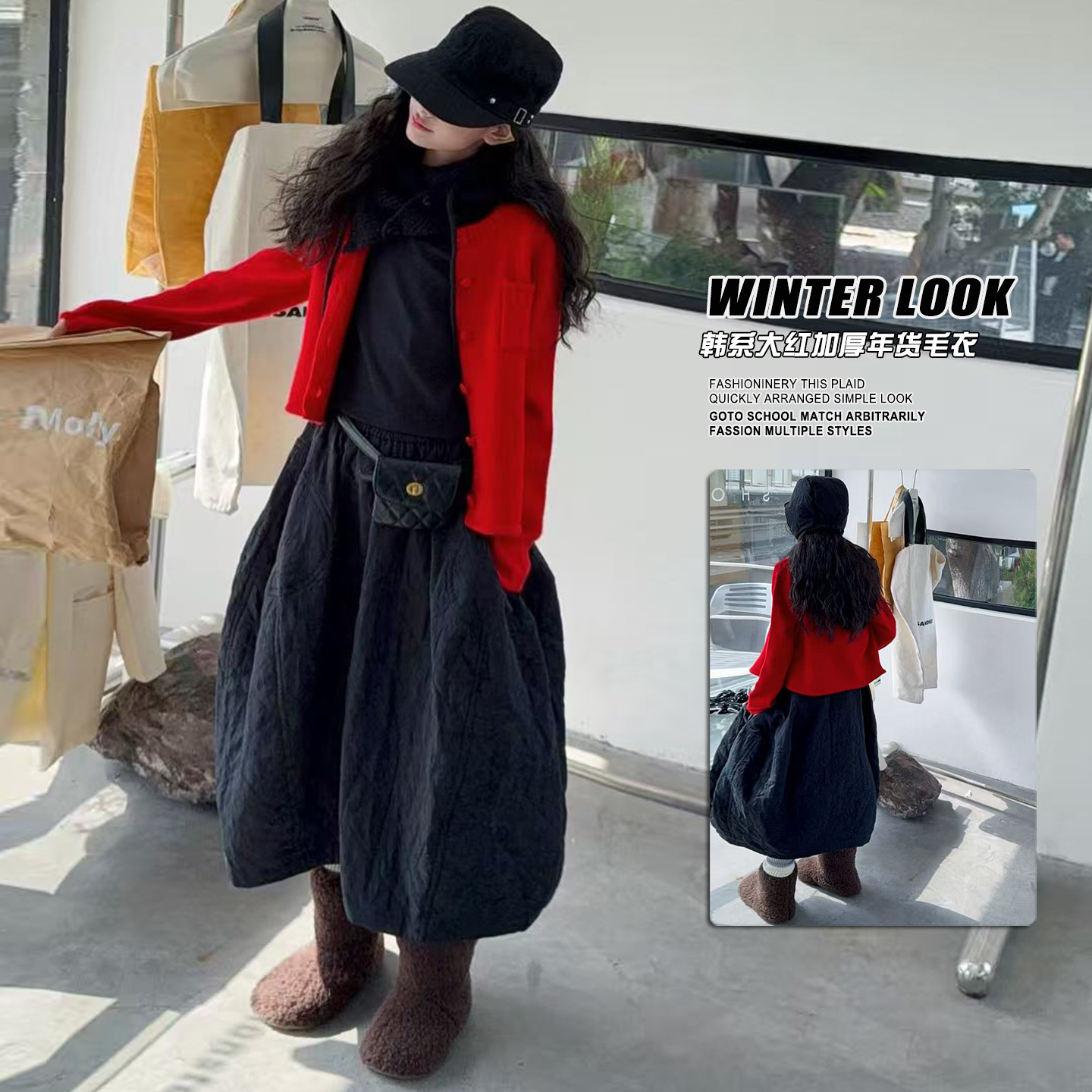 女大童秋冬儿童洋气红色毛衣外套2025冬季女童针织圣诞开衫