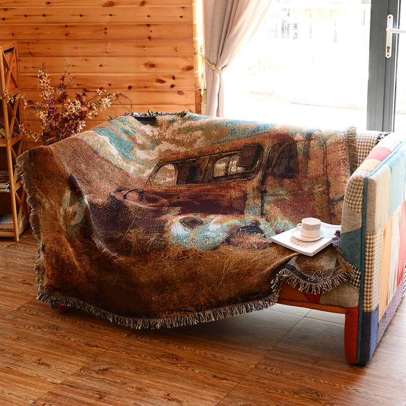 美式风复古单双人桌布挂毯沙发巾