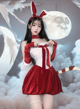 性感兔女郎圣诞主题连衣裙套装