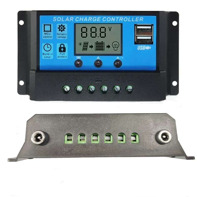 12V24V11.1V10A20A30A太阳能控制器双DC5.5光伏板充放电控制器
