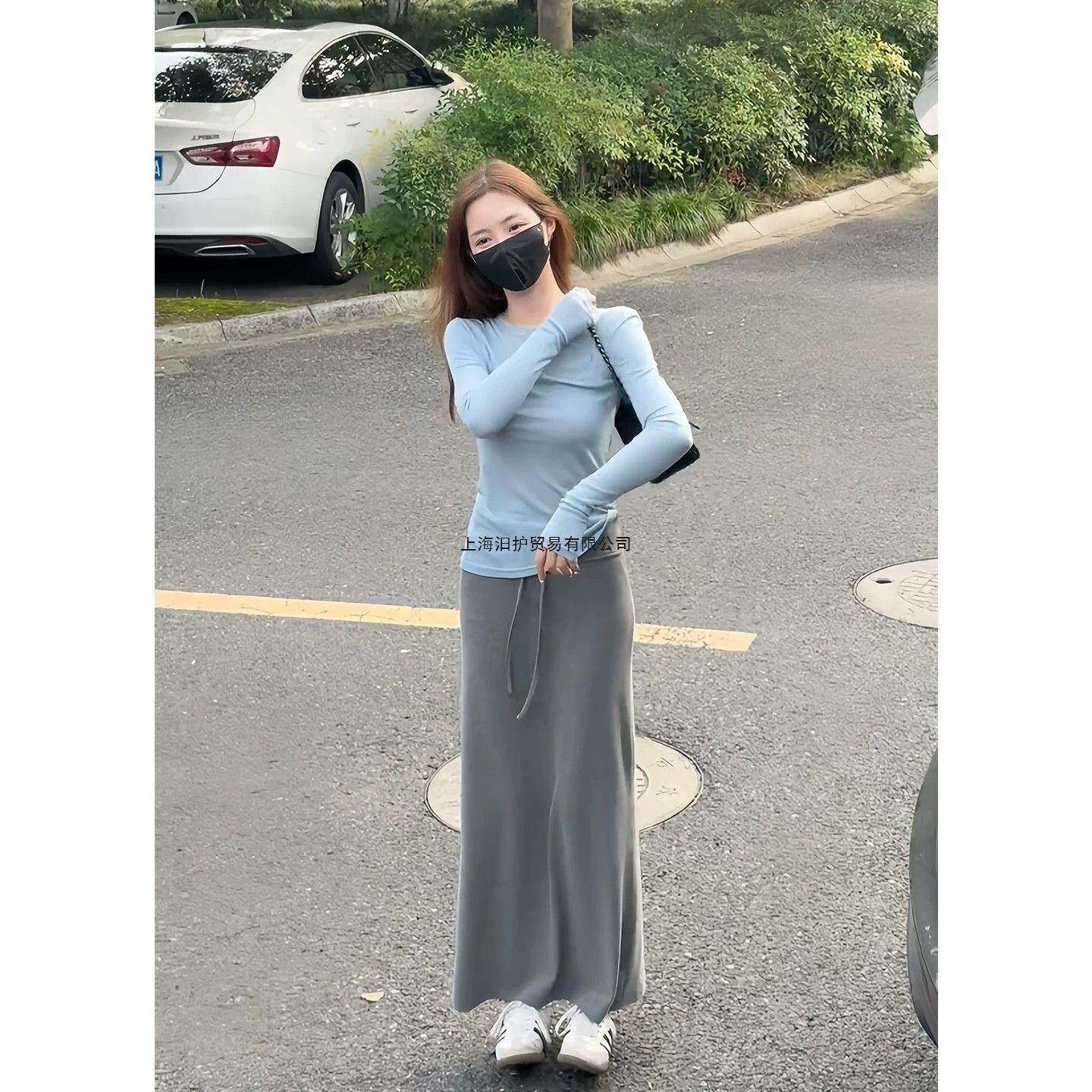 巨好看漂亮两件套装2026秋季修身显瘦长袖T恤百搭垂感半身裙套装