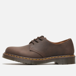新版马丁鞋疯马复古做旧低帮3孔单鞋真皮厚底男女同款1461工装鞋