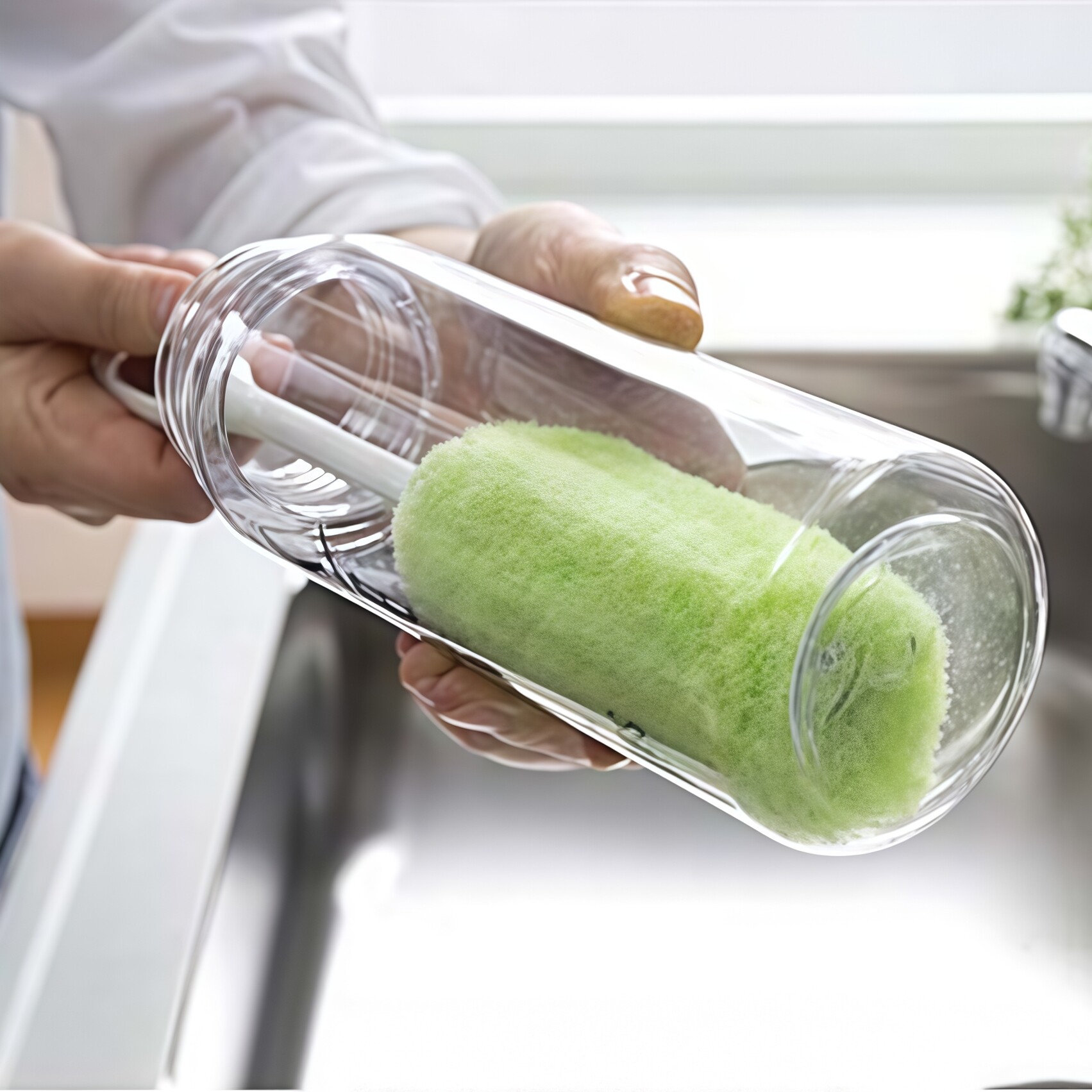 日本进口长柄玻璃杯刷保温杯奶瓶刷婴儿宝宝奶瓶无死角清洁无划痕