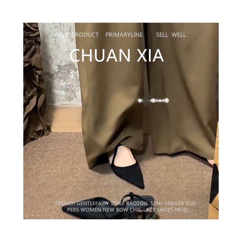 羊皮版！法式气质尖头细跟单鞋女百搭真皮高跟鞋绝美绑带包头凉鞋