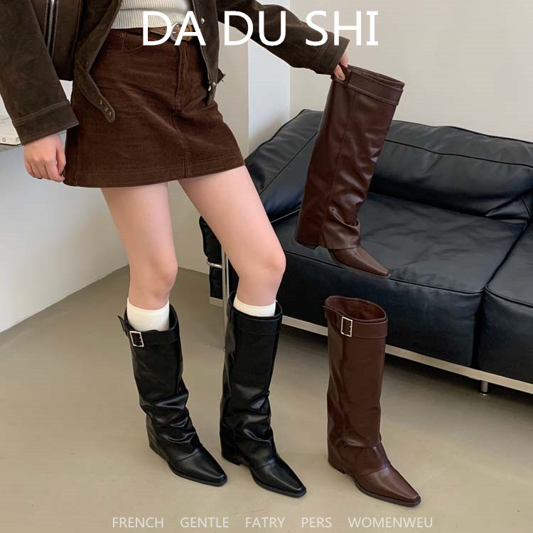 欧美风尖头长靴女2026春