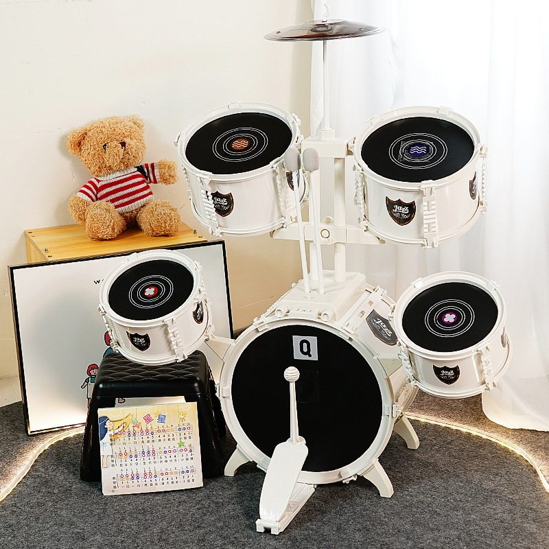 俏娃宝贝儿童架子鼓玩具仿真初学者音乐多功能可弹奏