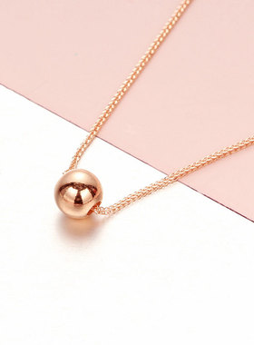 俄罗斯585紫金转运珠吊坠女韩版时尚简约气质镀18K玫瑰金彩金项链