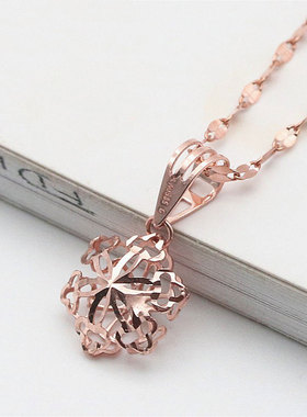 俄罗斯585紫金镀14K玫瑰金彩金时尚百搭镂空雪花女款项链气质轻奢