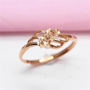 个性 俄罗斯585紫金镀14k彩金玫瑰金女潮流时尚 镂空开口可调节戒指