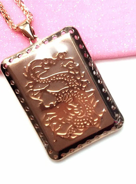 俄罗斯585紫金豪华霸气时尚爆款镀14k玫瑰金女款龙牌吊坠个性复古