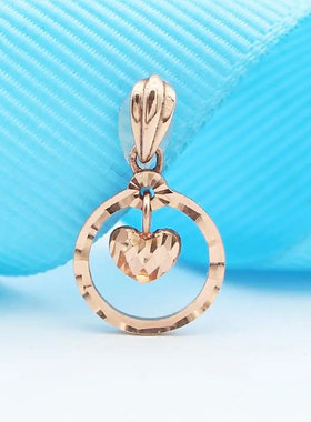 俄罗斯585紫金灵动桃心吊坠女款玫瑰金潮流韩版镀14K彩金日韩个性