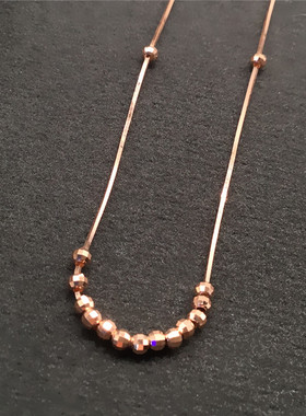 俄罗斯585紫金镀14k玫瑰金时尚简约女精致锁骨链彩金蛇骨珠珠项链