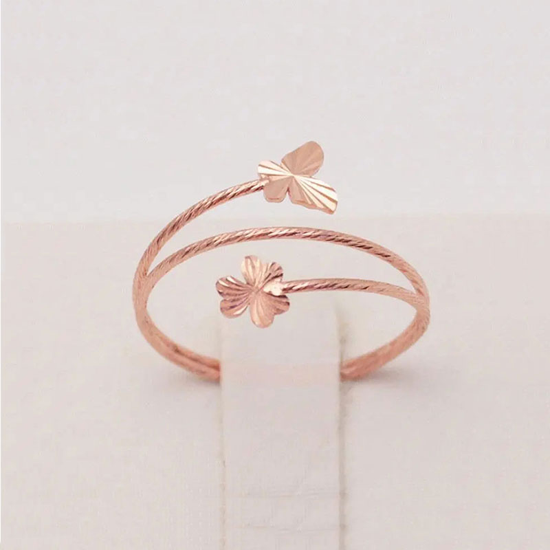 俄罗斯585紫金镀14K彩金蝴蝶时尚简约韩版百搭开口可调节戒指礼物