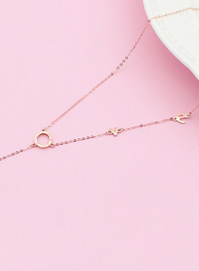 俄罗斯585紫金镀14K玫瑰金LOVE字母项链女款潮流精致百搭饰品礼物