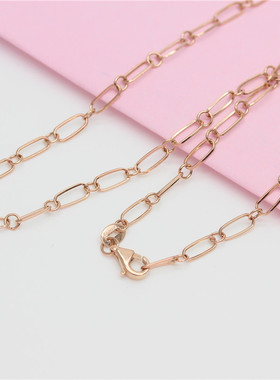 俄罗斯585紫金韩版时尚O字链镀14K玫瑰金彩金礼物项链ins简约优雅