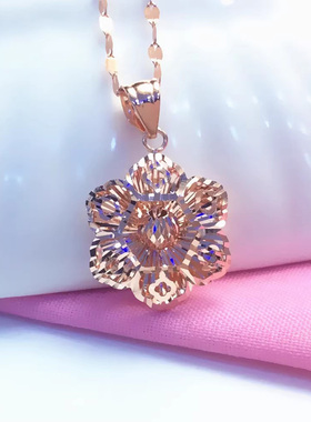 俄罗斯花朵吊坠精美项链洋气镀玫瑰金吊坠女款简约时尚礼物高级感