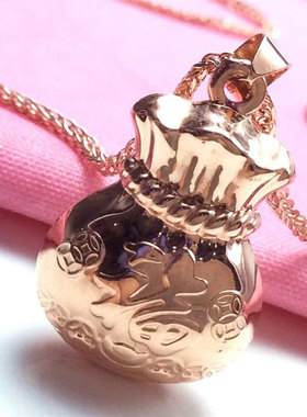 俄罗斯585紫金玫瑰金福袋吊坠女款欧洲镀14K项链饰品时尚个性礼物