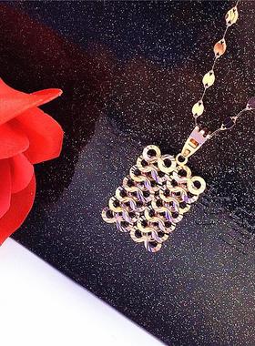 俄罗斯585紫金镀14K玫瑰金彩金时尚钱币凤尾吊坠精致女款简约经典