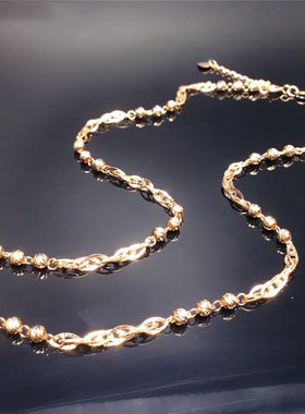 俄罗斯585紫金镀14K时尚玫瑰金日韩镂空项链女款欧美高级气质礼物