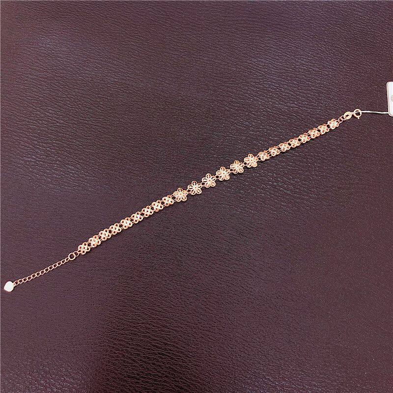 俄罗斯镀玫瑰金精致简约欧美时尚潮流镂空小花朵手链女士手饰礼物