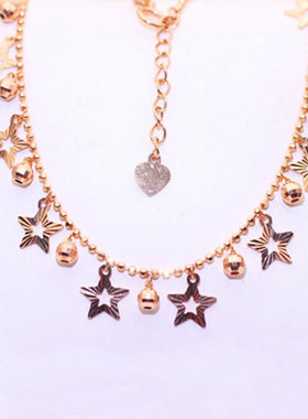 俄罗斯585紫金高级感五角星项链简约百搭镀14K彩金女士气质锁骨链