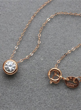 俄罗斯585紫金玫瑰金豪华时尚气质百搭镶嵌锆石气泡项链ins高级感