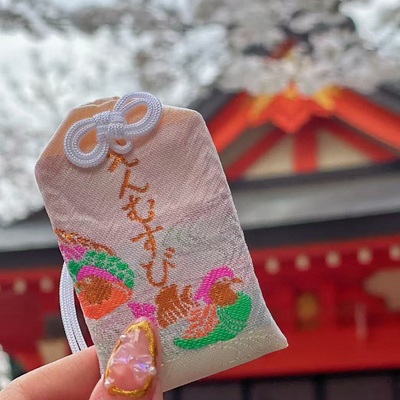 日本制花园神社鸳鸯结缘御守挂件