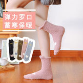 珊瑚绒袜子女冬季 家居袜毛绒加厚产后毛巾袜月子地板袜秋冬睡眠袜
