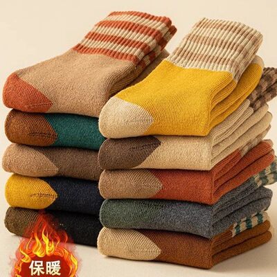 冬天加绒保暖毛圈加厚女士中筒袜