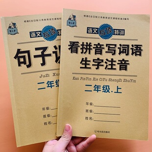 2本二年级上册语文同步句子专项课堂训练小学看拼音写词语生字注音部编人教版 加标点照样子写句子补充完整抄写课时作业练字本组词