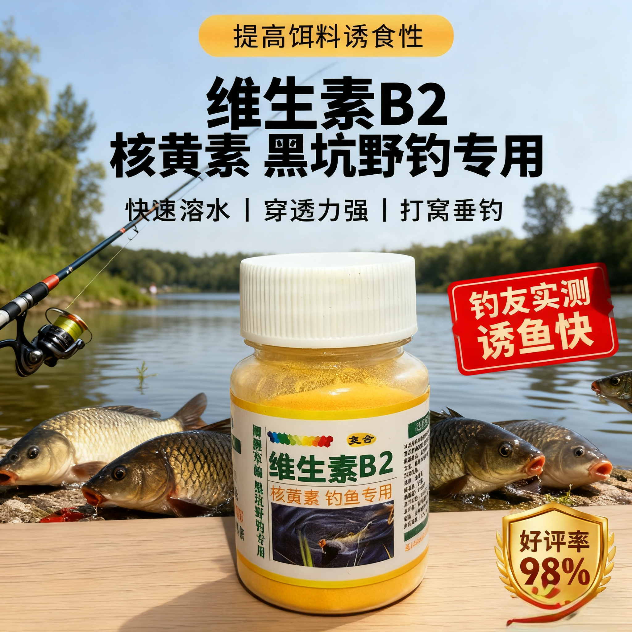 维生素b2钓鱼专用正品核黄素粉末vb2黑坑野钓诱鱼剂诱食剂添加剂
