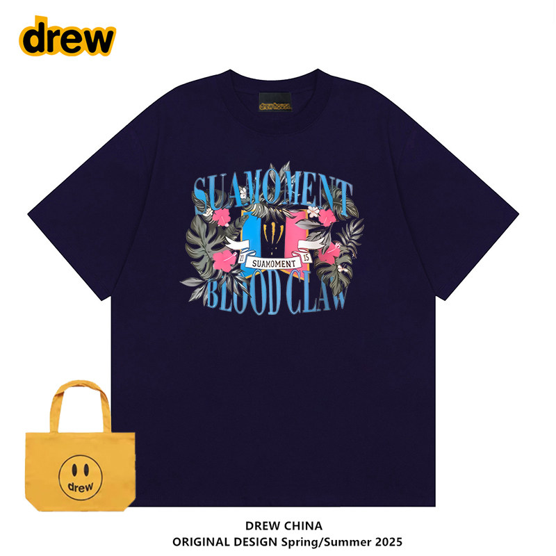 Drew素描花草印花短袖T恤