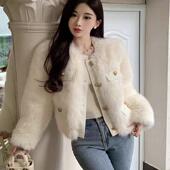 法式 小香风羊羔毛绒外套女秋冬气质高级感加厚皮毛一体仿皮草上衣