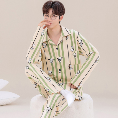 男款睡衣春秋2025新款纯棉长袖可爱卡通男士青少年家居服套装冬季