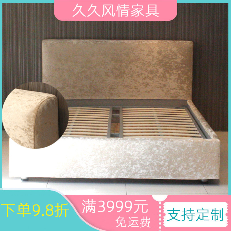 现代布艺床来图定制可拆洗多色