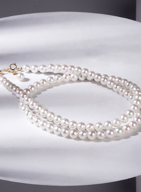 极光AK淡水珍珠项链小米珠链18K金珍珠锁骨链送女友生日礼物