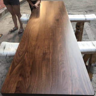 黑胡桃木板材定制书桌红橡实木升降腿桌面板樱桃办公白蜡原木餐桌