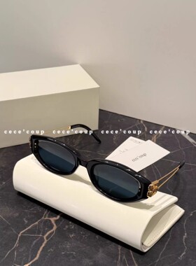 明星同款 拍照神器！ 新品 26ss 金属猫眼黑色墨镜 太阳镜女